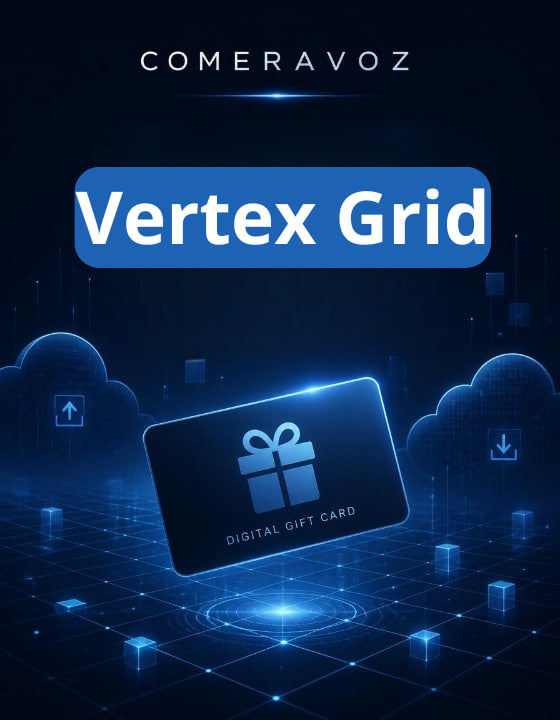 Digital gift card with 'Vertex Grid' branding on a dark background