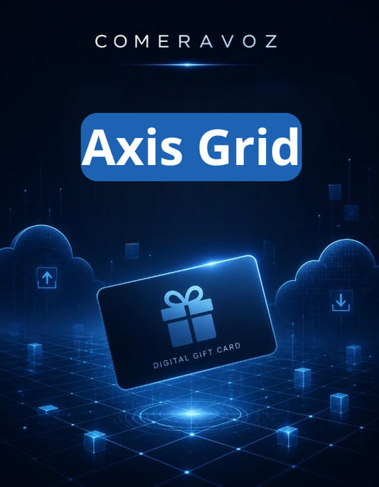 Digital gift card with 'Axis Grid' branding on a dark background