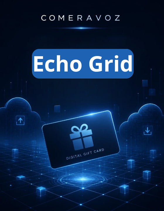 Digital gift card with 'Echo Grid' branding on a dark background