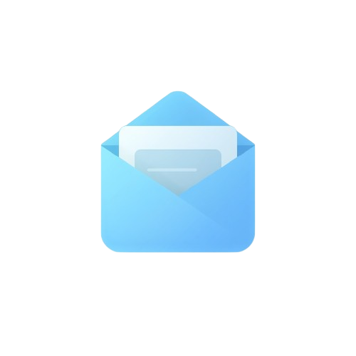 Blue envelope icon with a white background