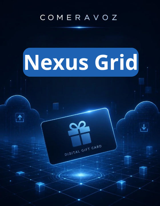 Digital gift card with 'Nexus Grid' branding on a dark background